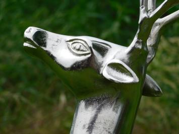 Hirsch-Skulptur – 70 cm – Aluminium in Nickel-/Silberoptik – Dekorative Skulptur