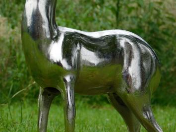 Hirsch-Skulptur – 70 cm – Aluminium in Nickel-/Silberoptik – Dekorative Skulptur