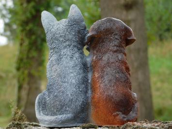 Dog and Cat Figurine - Polystone - in Colour