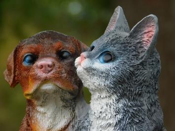 Dog and Cat Figurine - Polystone - in Colour