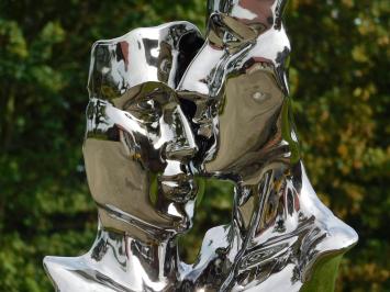 Statue ''Kissing Couple'' by Ceramic - Chrome Finish