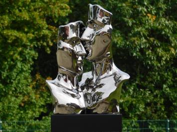 Statue ''Kissing Couple'' by Ceramic - Chrome Finish