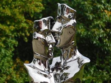 Statue ''Kissing Couple'' by Ceramic - Chrome Finish
