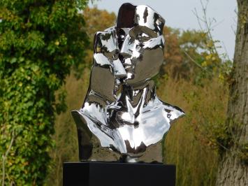 Statue ''Kissing Couple'' by Ceramic - Chrome Finish