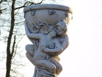 Statue Mann & Frau mit Schale - 80 cm - Stein