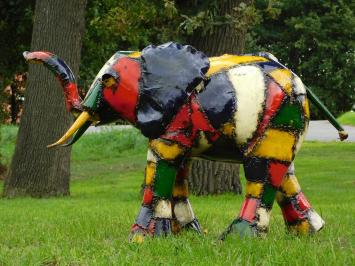 Metallelefant „Zuri“ – Bunt – 60 x 96 cm – Afrikanische Skulptur