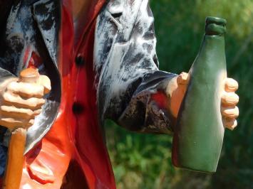 Beeld Oude Man met Wandelstok en Drankfles – 90 cm - Polystone
