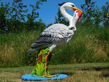 Reiher mit Fisch XL – 80 x 70 cm – Polystone