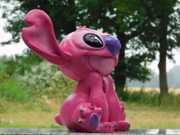 Beeld Stitch Roze - 28 x 33 cm - Polystone