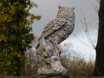 Statue Owl on Tree Trunk - Full Stone - Detailed