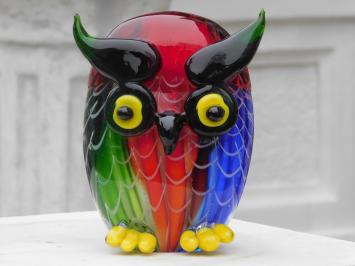 Glass owl statue - in colour