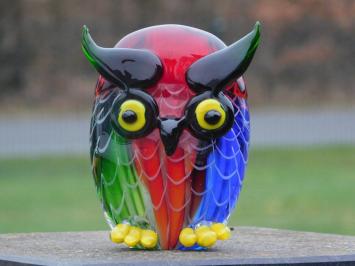 Glass owl statue - in colour