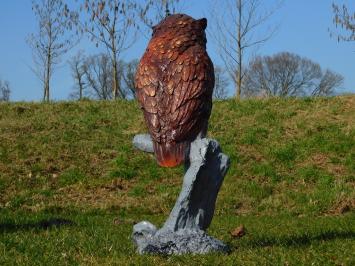 Uil op Stronk – 68 cm – Gedetailleerd Beeld – Polystone
