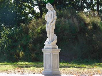 Tuinbeeld Vrouw in Schelp op Sokkel - 130 cm - Klassieke Stenen Set