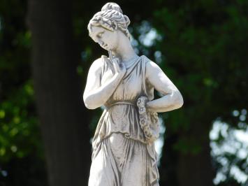 Statue Frau auf rundem Sockel - 88 cm - Stein
