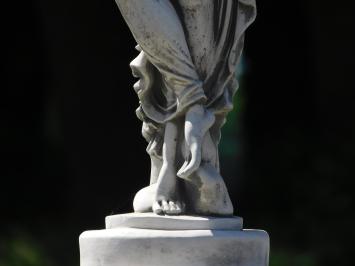 Statue Frau auf rundem Sockel - 88 cm - Stein