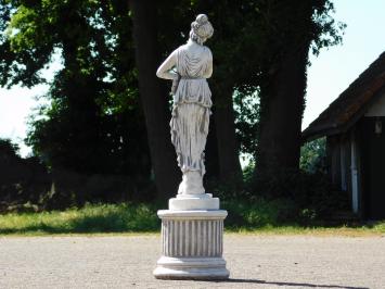 Statue Frau auf rundem Sockel - 88 cm - Stein