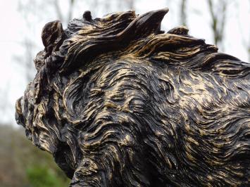 Beeld Wild Zwijn - 45 cm - Zwart met Goud - Polystone