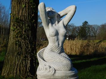 Statue Meerjungfrau auf Sockel - 115 cm - Massivstein