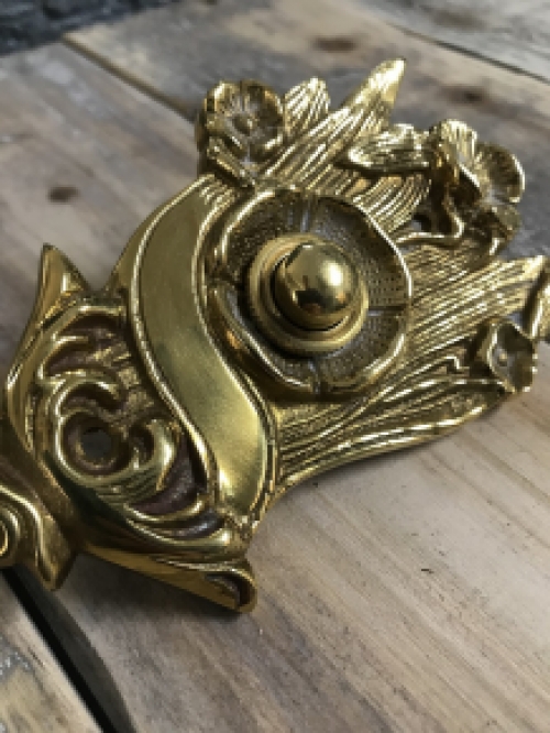 Retro doorbell art nouveau - brass luster, pusher, bell