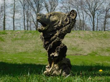 Bear head polystone - beautiful design - black-gold