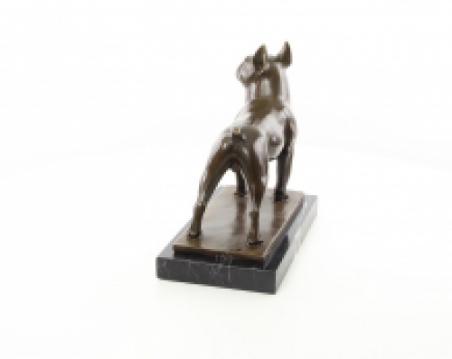 A bronze statue/sculpture of a French bulldog