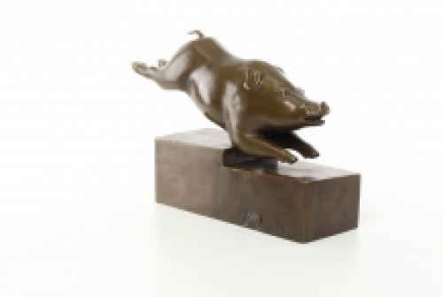 A bronze statue/sculpture of a boar, art deco style