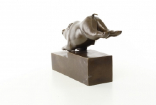 Een bronzen beeld/sculptuur van een zwijn, art deco stijl