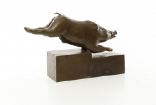 A bronze statue/sculpture of a boar, art deco style