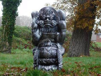 Statue Ganesha - silbergrau mit schwarz - Polystone - detailliert