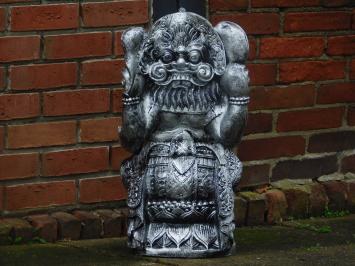 Statue Ganesha - silbergrau mit schwarz - Polystone - detailliert