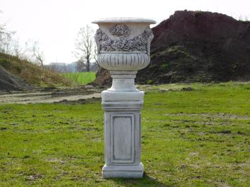 Flowerpot with Roses on Pedestal - 100 cm - Stone