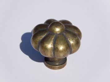 Bloem Knop - 39 mm - Antiek Messing - Massief 