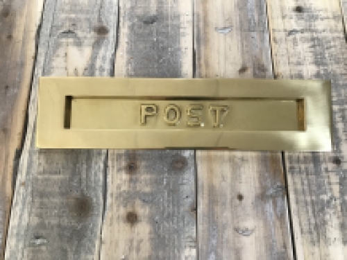 Letterbox flap slot, post flap bright brass, with flap suspension.