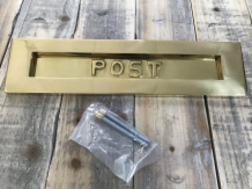 Letterbox flap slot, post flap bright brass, with flap suspension.