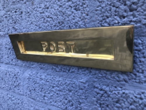 Letterbox flap slot, post flap bright brass, with flap suspension.