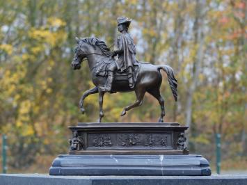 Bronzen beeld Friedrich de Grote op Paard - op Marmeren voet
