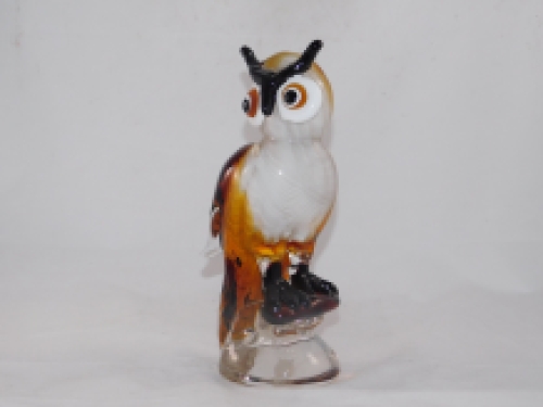 Glass sculpture Brown Owl in Murano style