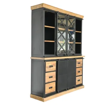 Schöner industrieller Hängeschrank aus Kolonialholz mit Metalloberfläche