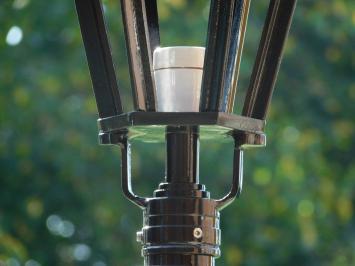 Klassieke Staande Buitenlamp Zwart - 93 cm - Sokkelpaal met Kronen Kap - Alu