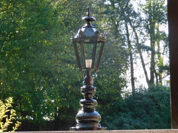 Klassieke Buitenlamp - 83 cm - Zwart - Ronde Voet met Kronen Kap - Alu