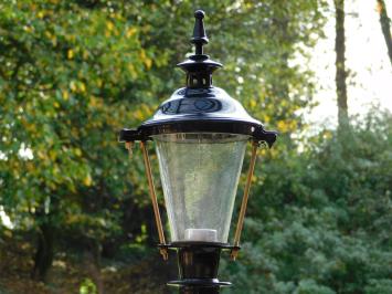 Klassieke Buitenlamp Zwart met Messing Lampvoet - 51 cm - 6-Kantige Voet