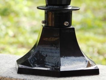 Klassieke Buitenlamp Zwart - 51 cm - Alu - Strakke Lampvoet met Messing Accent in Kap