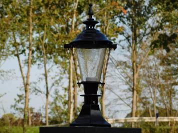 Klassieke Buitenlamp Zwart - 51 cm - Alu - Strakke Lampvoet met Messing Accent in Kap