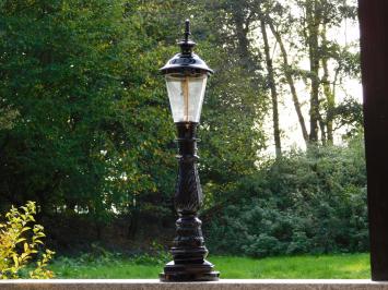 Classic Outdoor Lamp - 82 cm - Black - Ornate Pedestal Post with Brass Accent - Aluminum