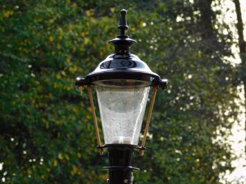 Classic Outdoor Lamp Black - 74 cm - Ornate Pedestal Post - Shade with Brass Accent - Aluminum