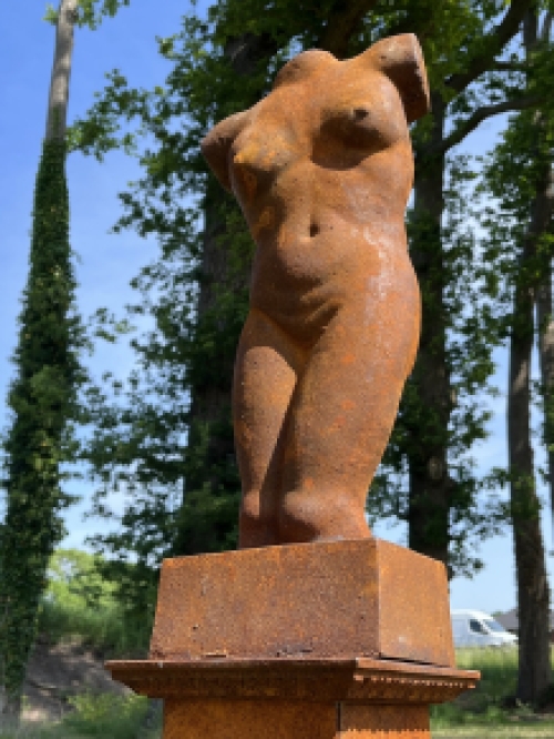 Female torso on pedestal - entirely cast iron