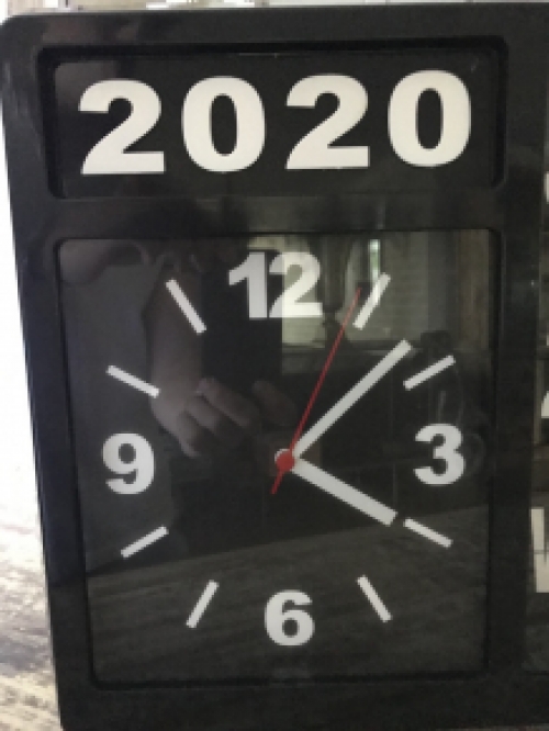 A ByBoo clock with year, date and time can stand, but can also be hung on the wall