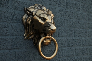 Hefty aluminum-brass color impression full lion head.