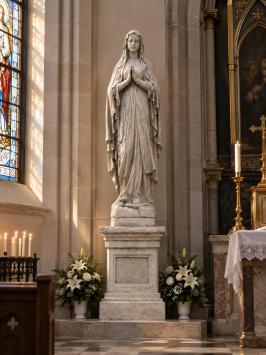 Large Mary Statue on Pedestal - 190 cm - Solid Stone